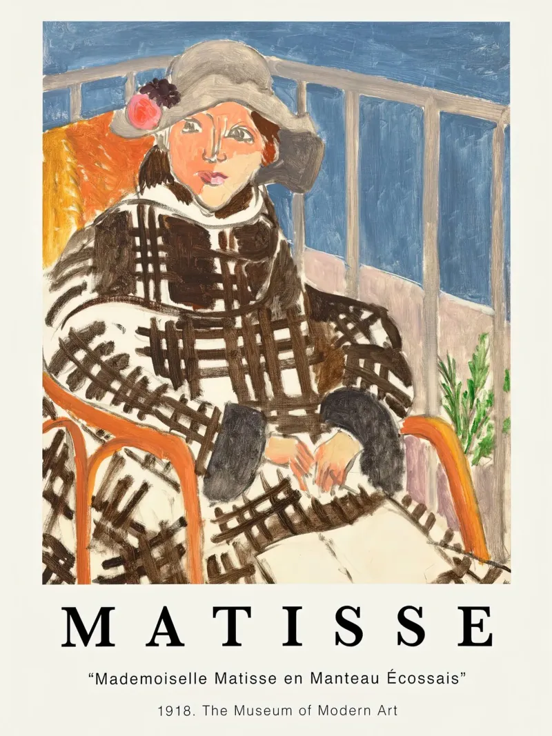 Matisse Miss Matisse in cappotto tartan poster con telaio in alluminio da Jam Poster