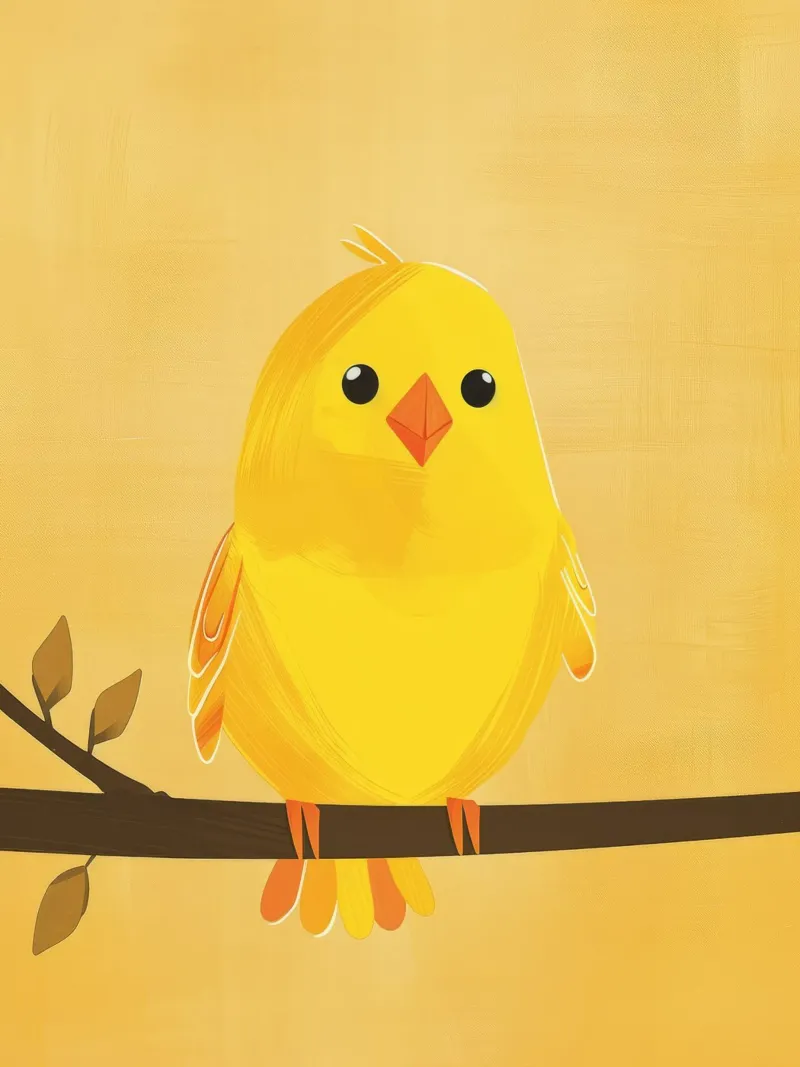canary with a playful personality perched on a branch alu-dibond by DesignDoodle