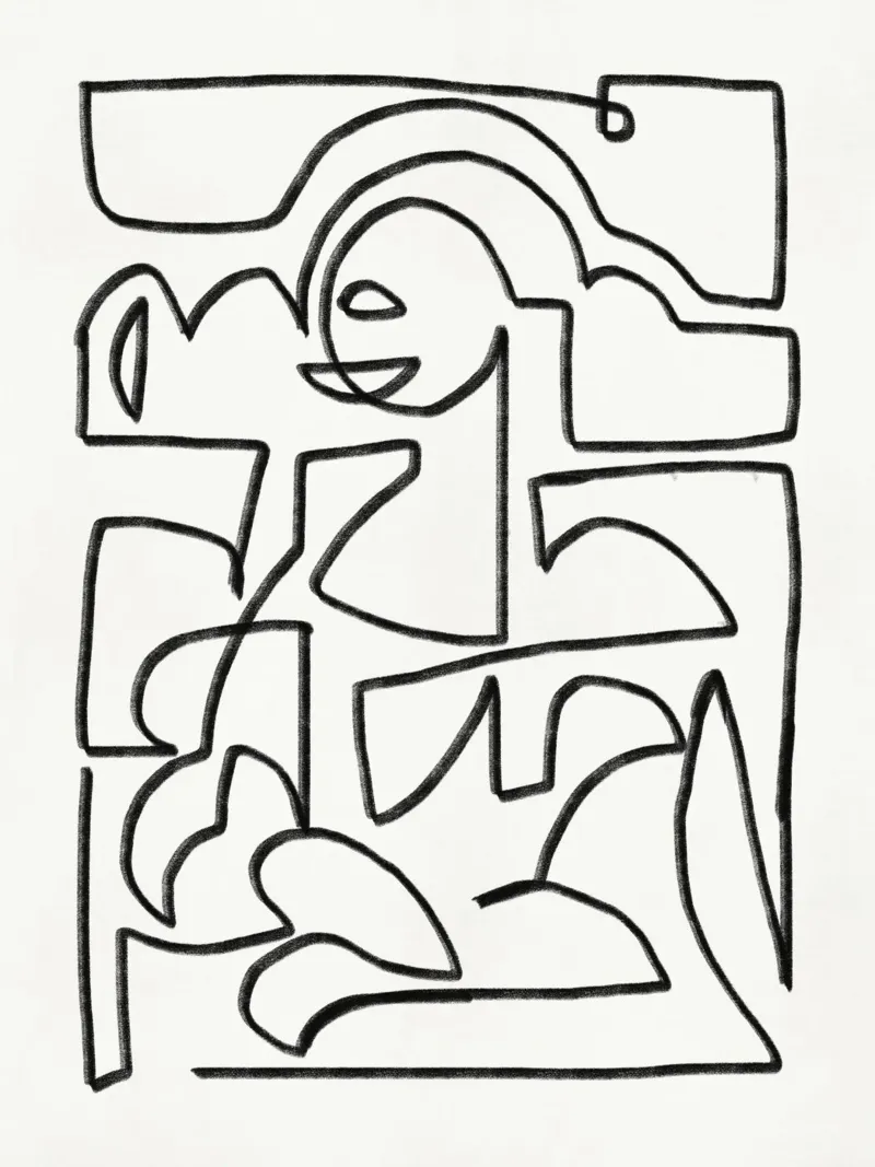 Line art mona lisa flow pellicola backlit da Little Dean