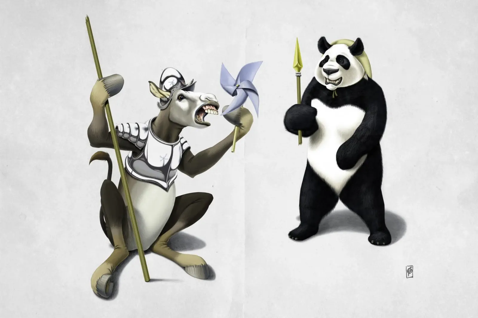 Donkey Xote and Sancho Panda (Wordless) pellicola backlit da Rob Art | Illustration
