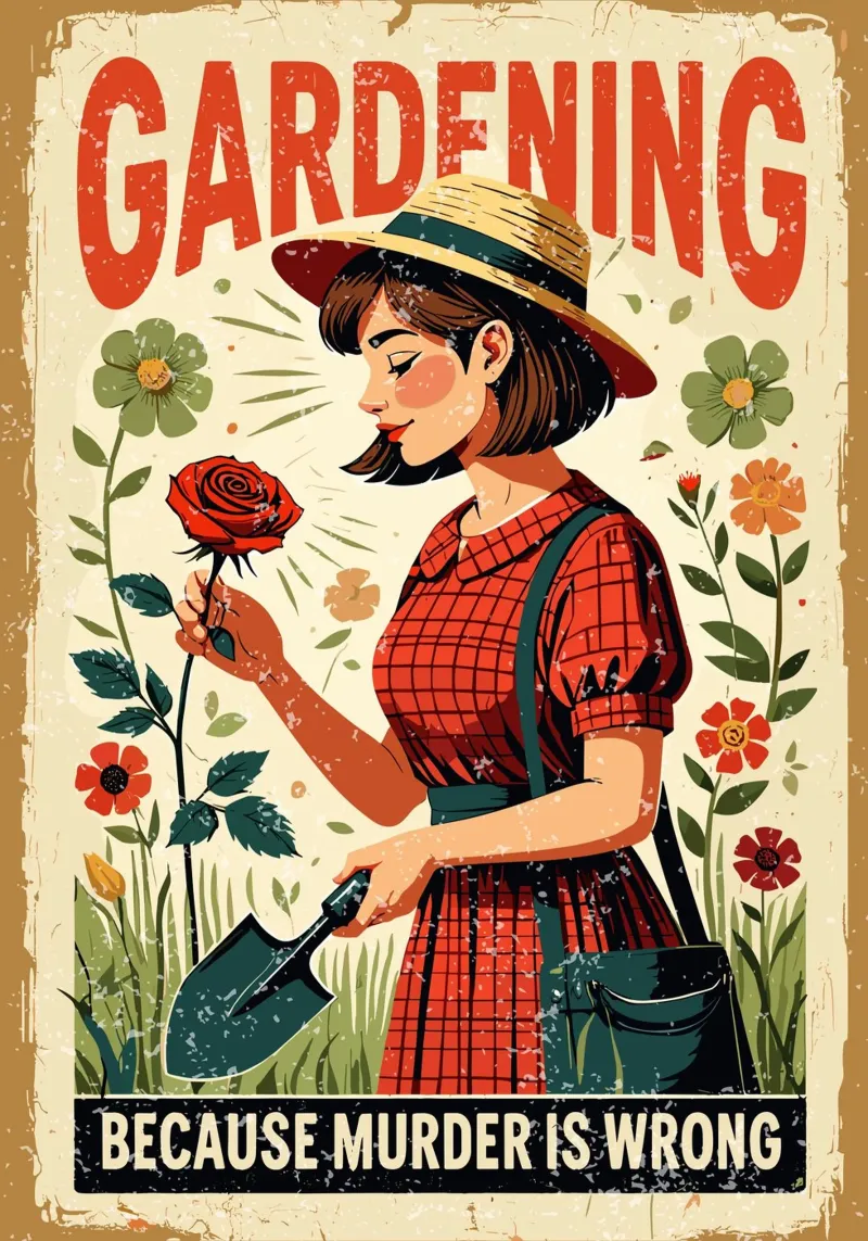 GARDENING BECAUSE MURDER IS WRONG tela con Cornice a cassetta da edsonramosart