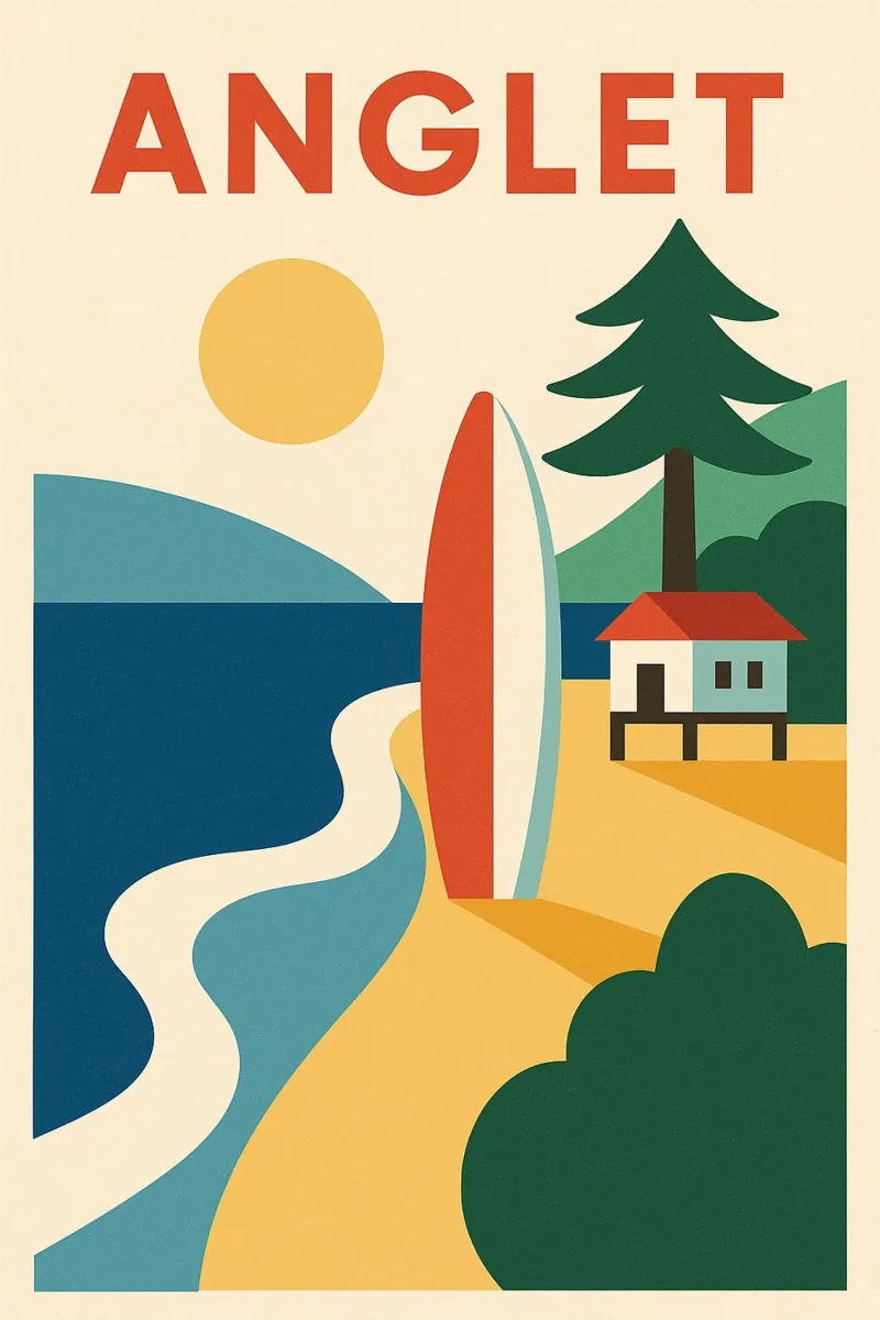 ANGLET - Surf, pini e sole in riva al mare poster da JETLAG | affiches voyage