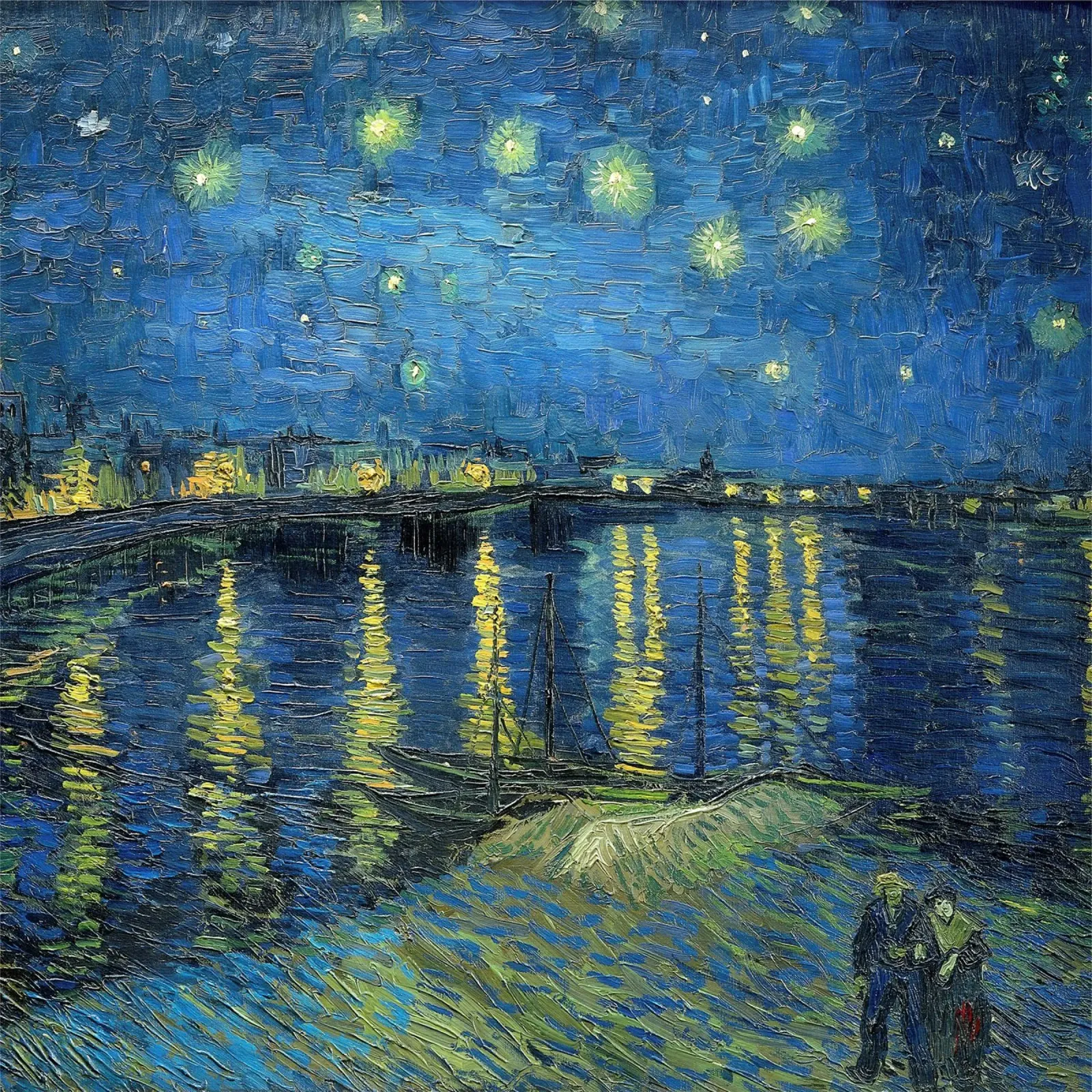 Vincent van Gogh's Starry Night Over the Rhone poster with aluminum frame by Vivi Nicolin