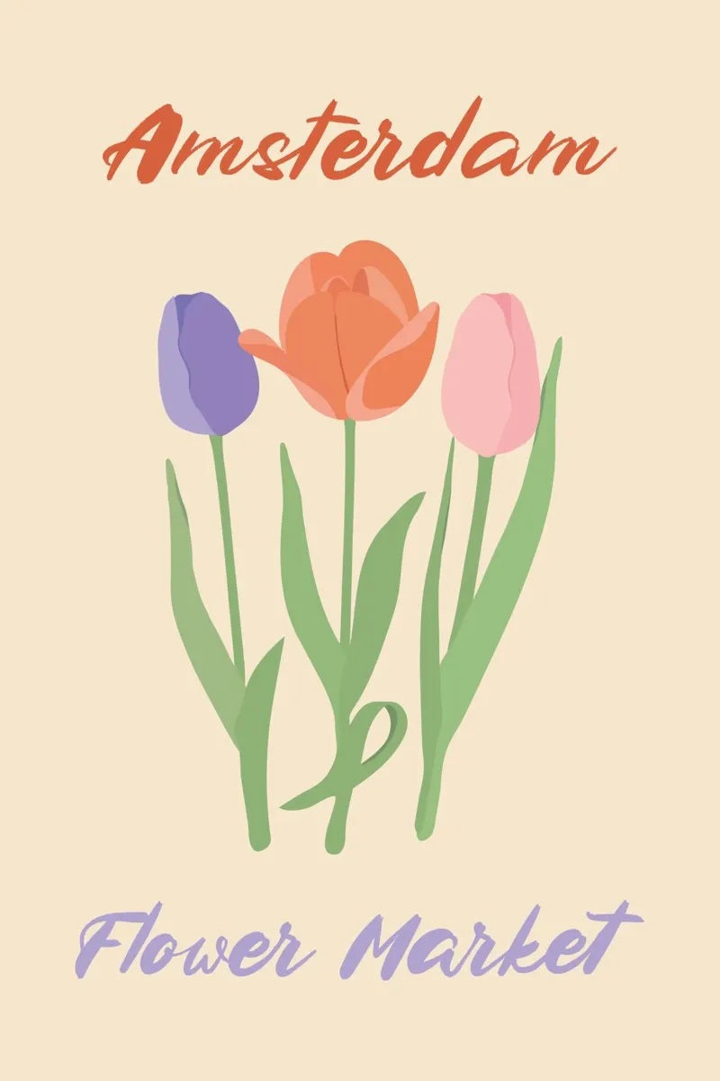 Amsterdam Flower Market Tulips poster with wooden frame by pierosvisuals