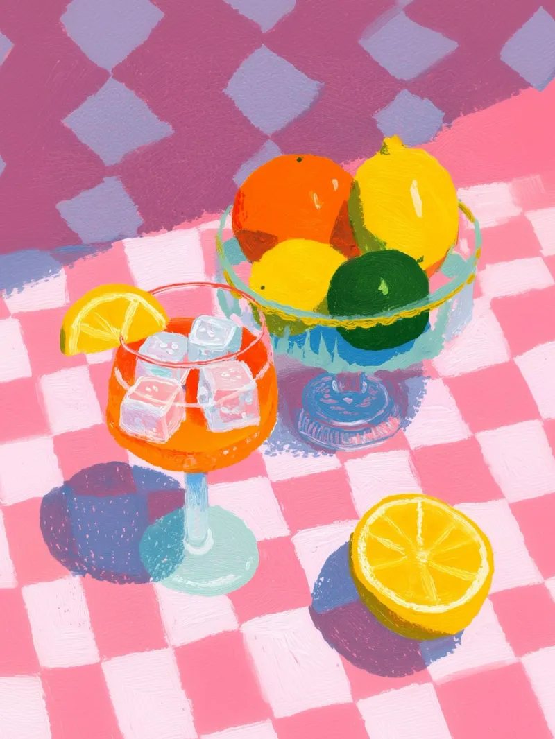 Magia della frutta con Aperol poster con telaio in alluminio da Carinaprint