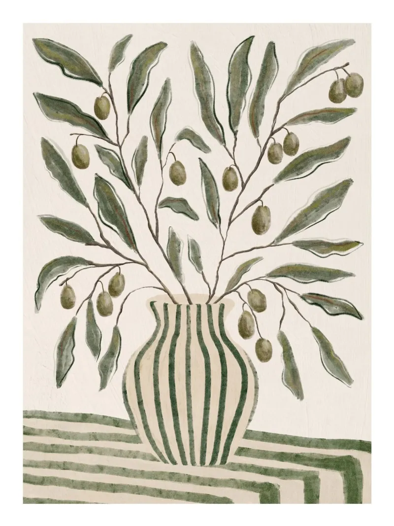Impression de branches d'olivier dans un vase poster avec cadre en plastique de leslie shop