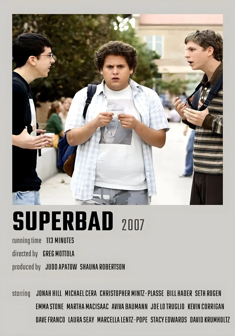 SUPERBAD 2007 poster con telaio in legno da MVFminimalist