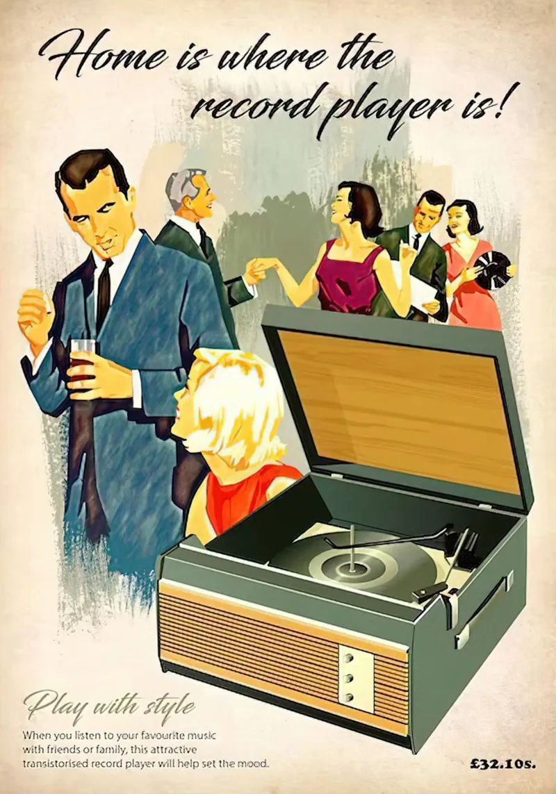 Tocadiscos Hi-Fi. Estilo retro de los años 60 metacrilato de leslie shop