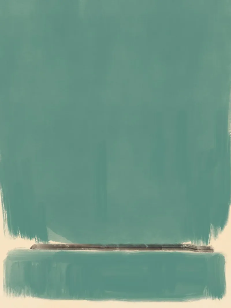 Effen groenblauw abstract canvas met Baklijst van Little Dean