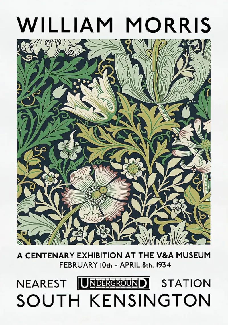 Poster della mostra William Morris - Compton pellicola backlit da leslie shop