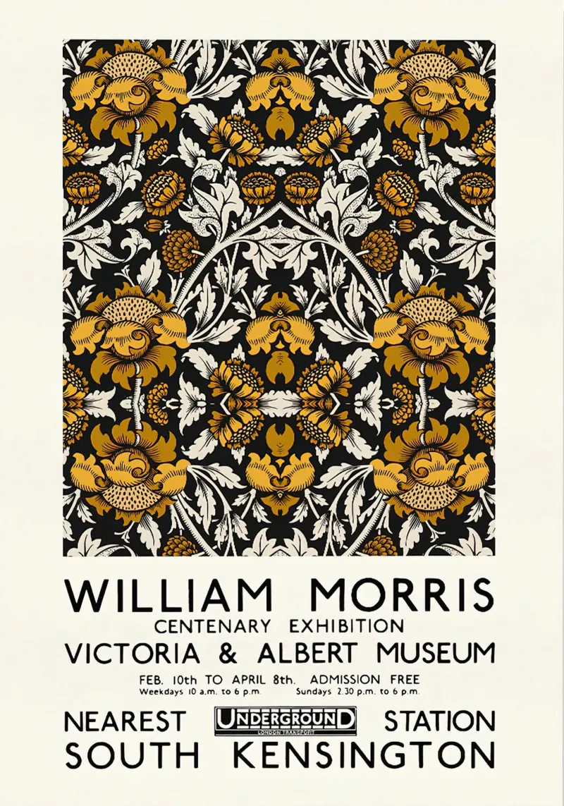 William Morris Exhibition Print - Golden Floral pt.2 acrylic glass by leslie shop
