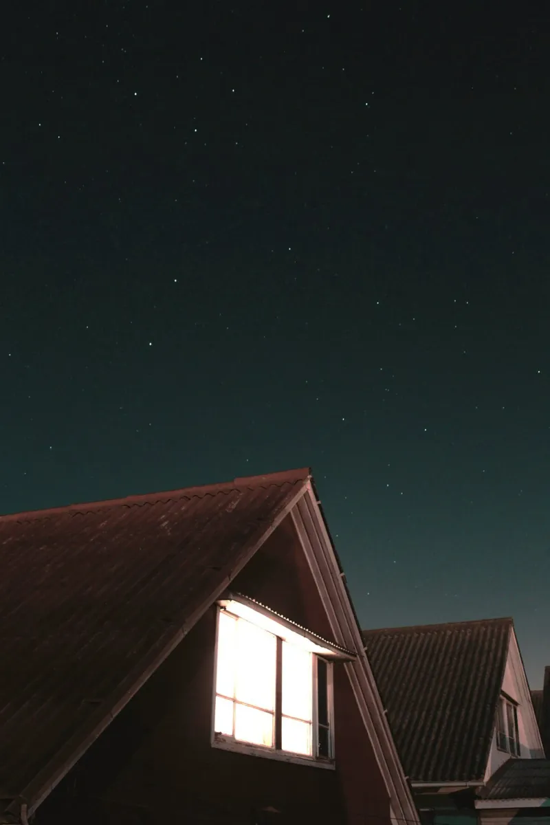 stelle sul tetto pellicola backlit da space words