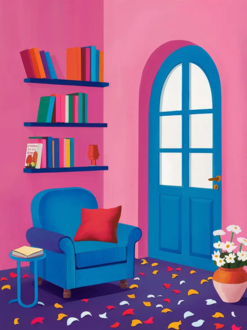 Porta blu Muro rosa plexiglass da FadeAura