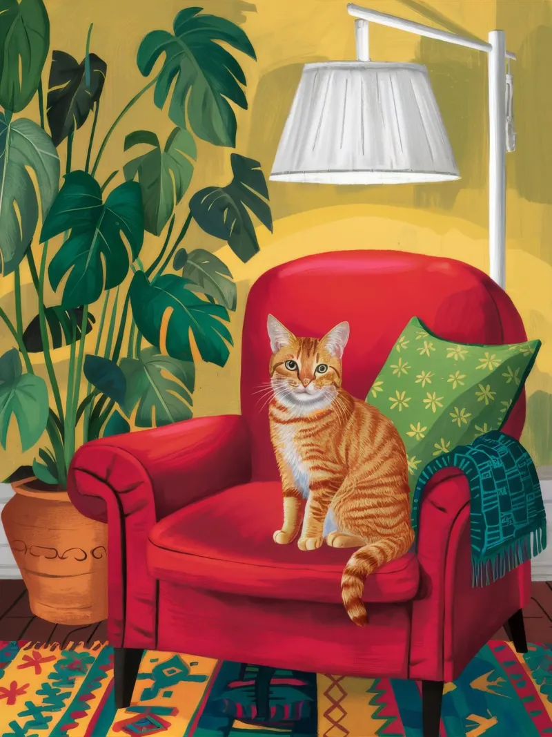Fauteuil rouge Tabby hahnemühle de FadeAura