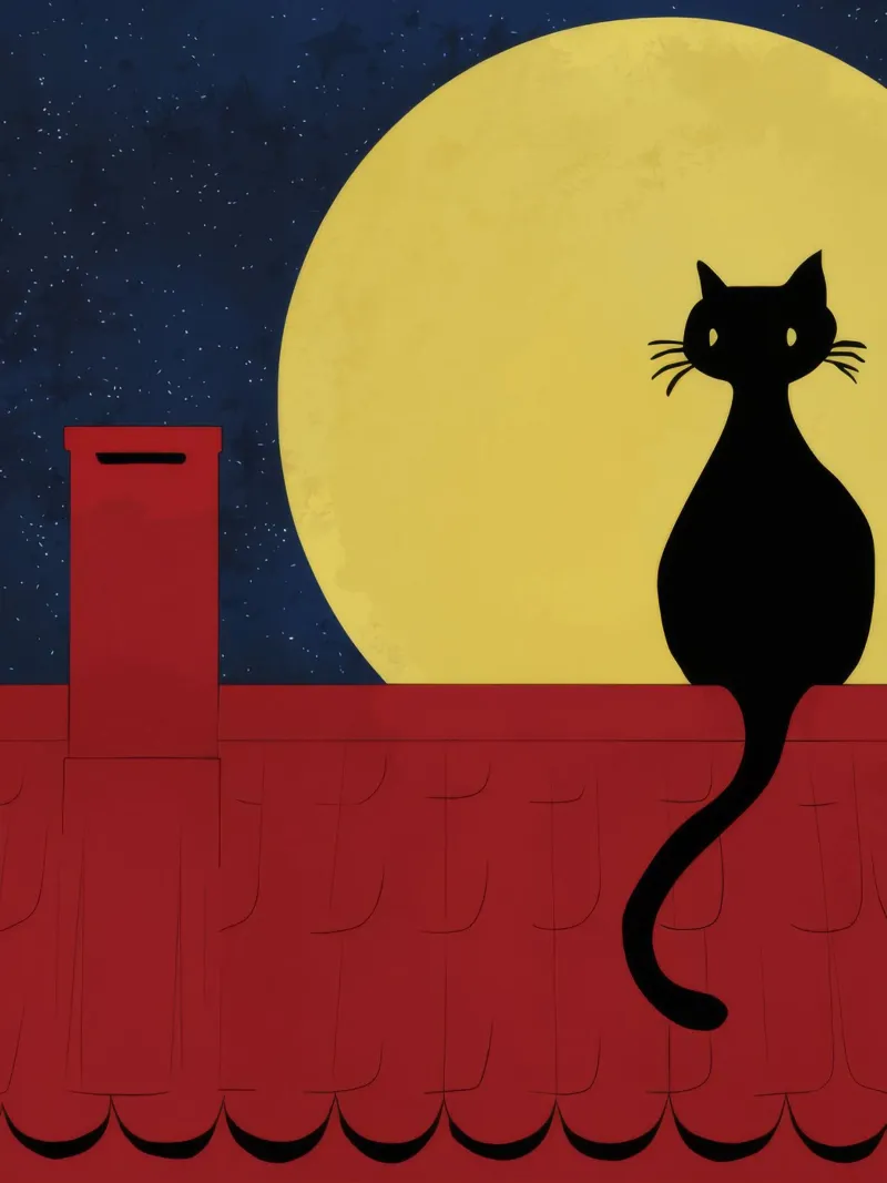 Luna di gatto sul tetto pellicola backlit da FadeAura