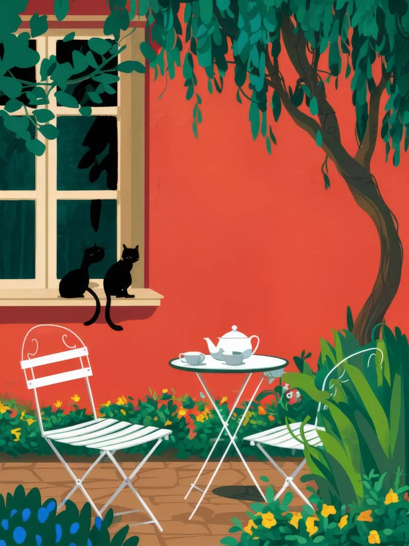 Terrazza Cat Teatime pellicola backlit da FadeAura