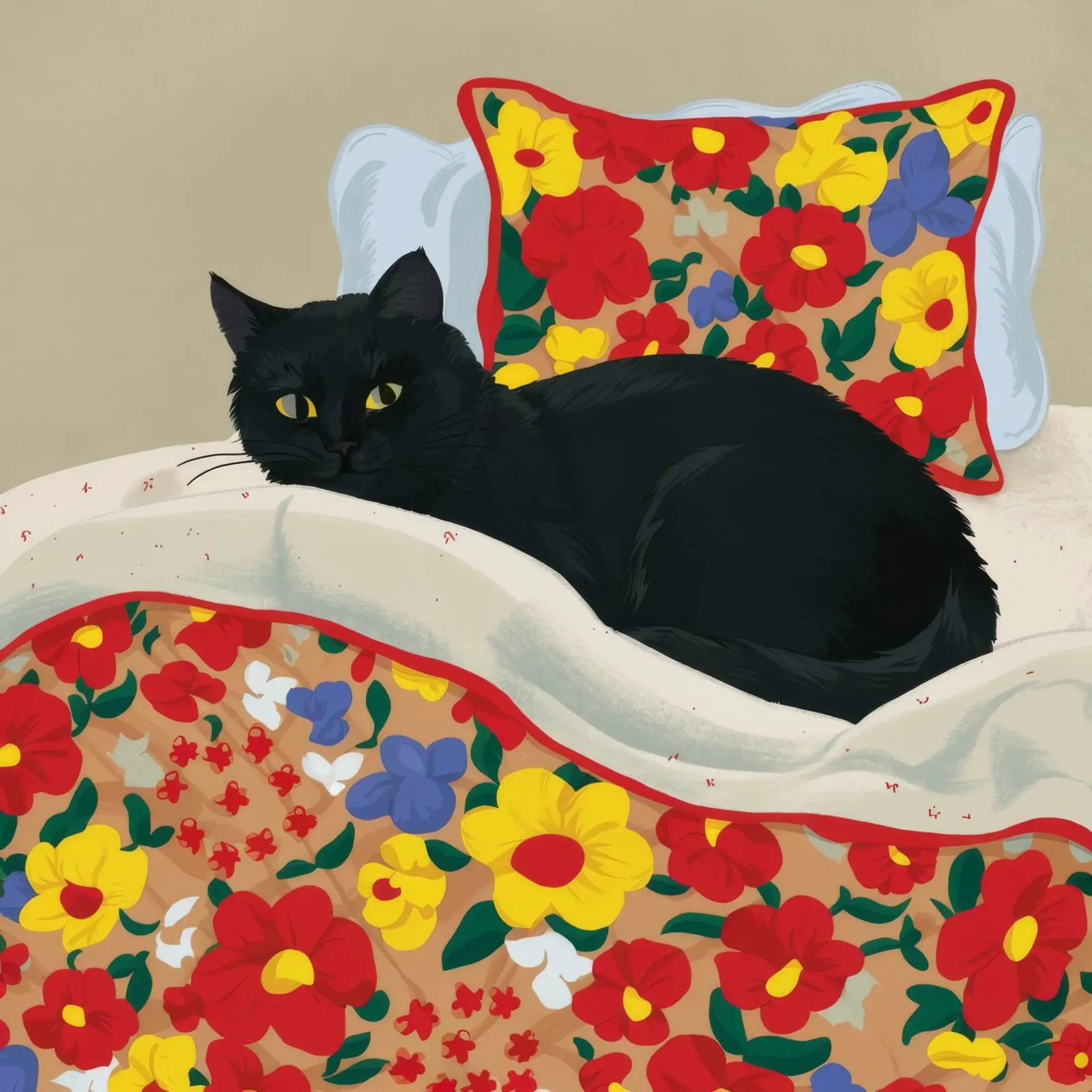 Letto floreale Pisolino per gatti poster con telaio in alluminio da FadeAura