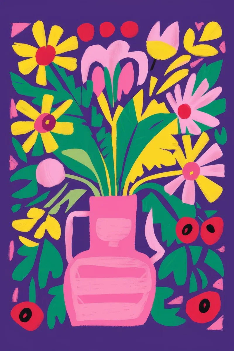 Purple Vase Folk Art canvas by Stone Decade