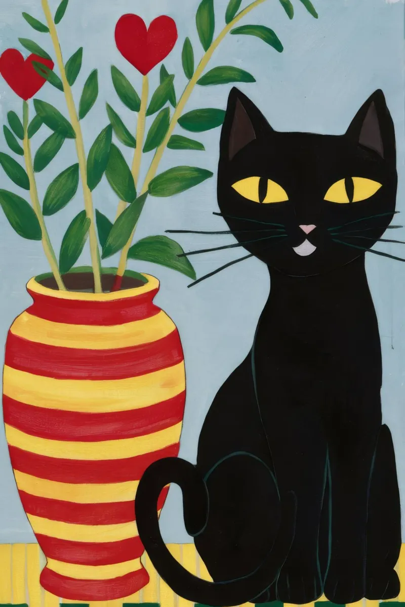 Heart Vase Black Cat canvas by FadeAura