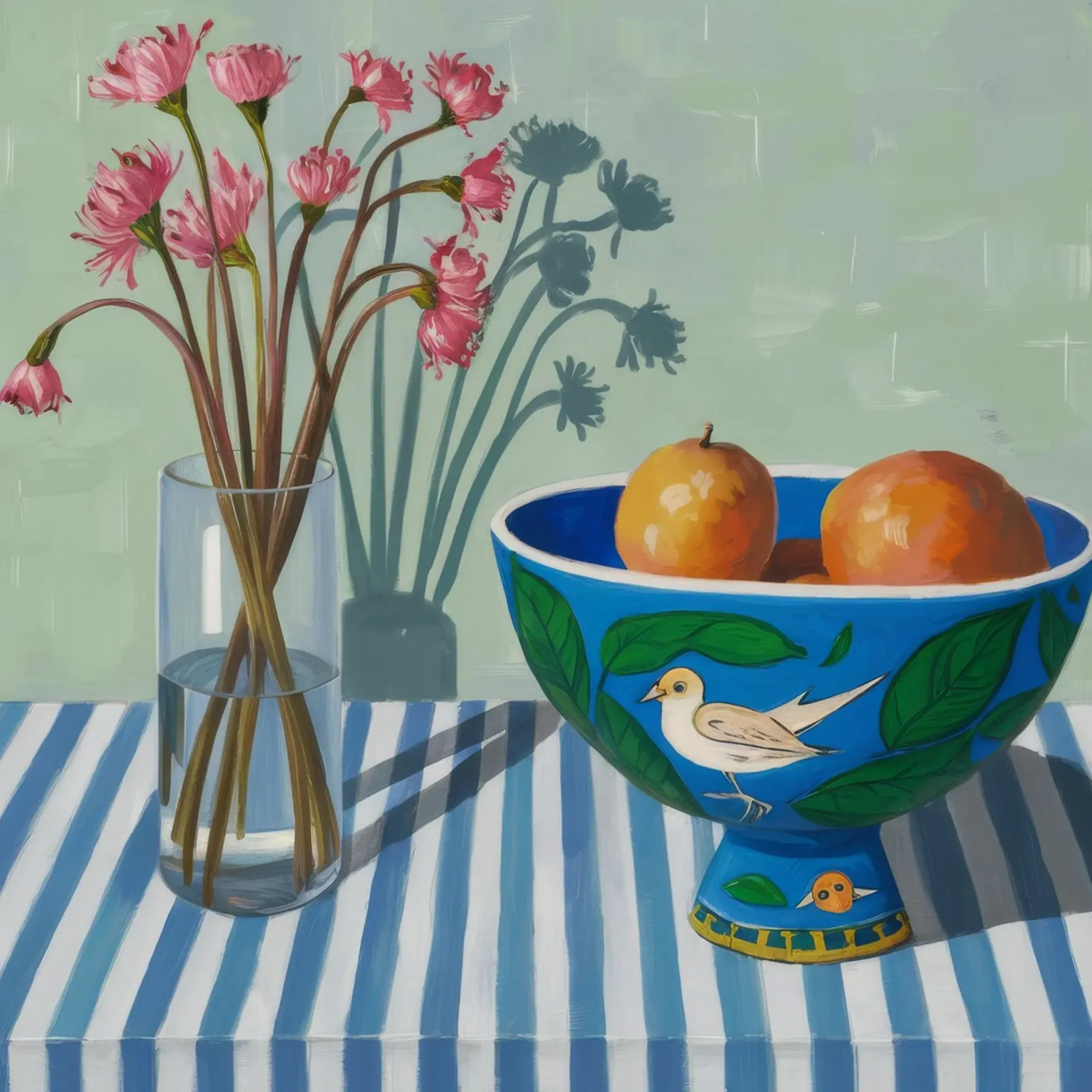 Striped Table Oranges poster by Pan Denim