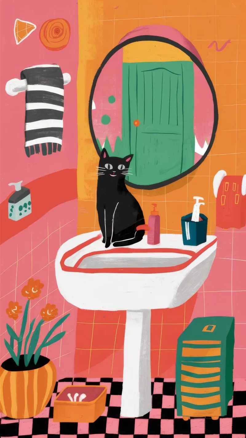 Sink Cat Reflection hahnemühle by Stone Decade