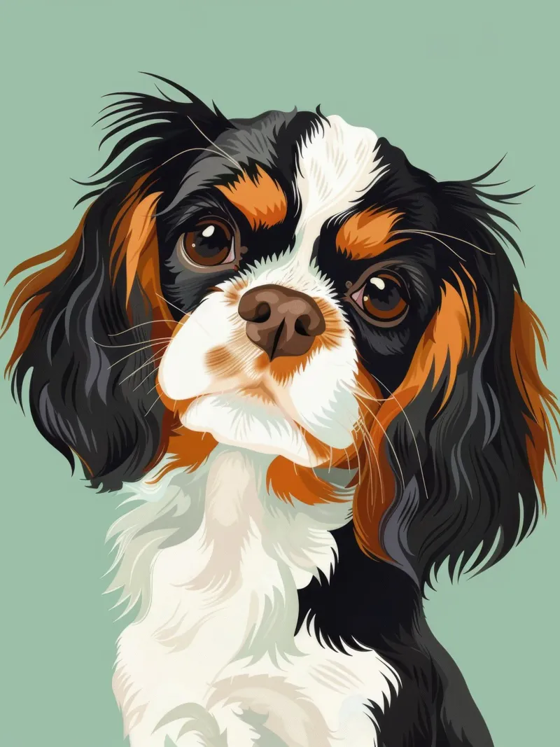 expressive closeup of Cavalier King Charles Spaniel acrylic glass by DesignDoodle