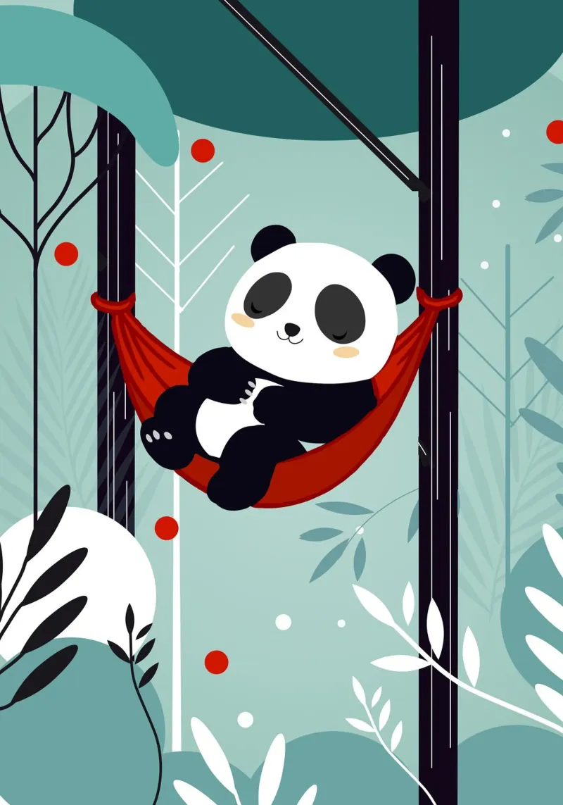 Sleeping panda in hammock - Relaxed nature motif canvas by namosh