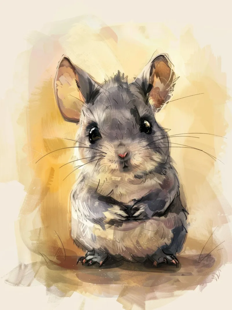 playful chinchilla with a gentle, affectionate look canvas with Floater frame by DesignDoodle