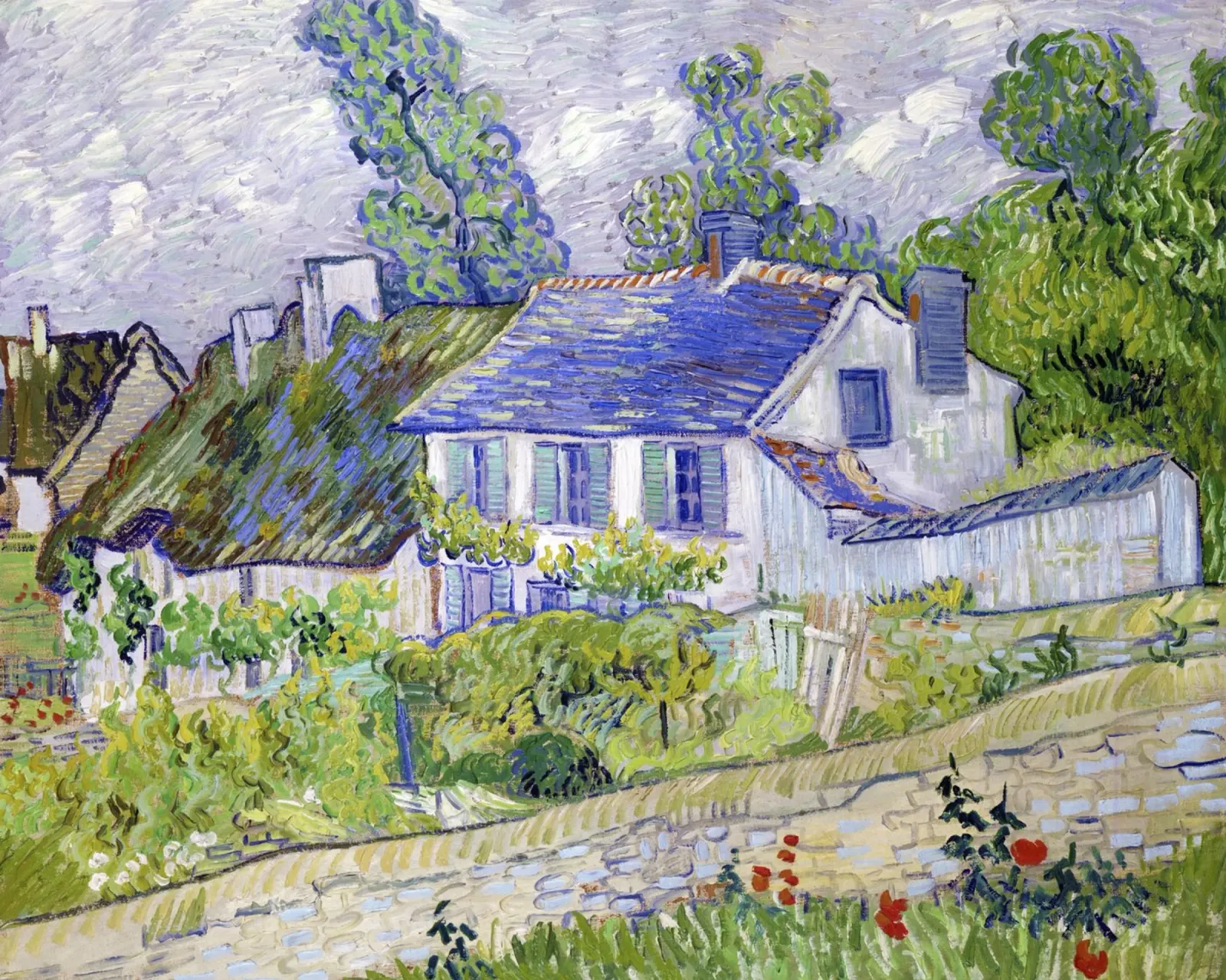 Le case di Auvers di Vincent van Gogh (1890) poster con telaio in legno da Venus Art