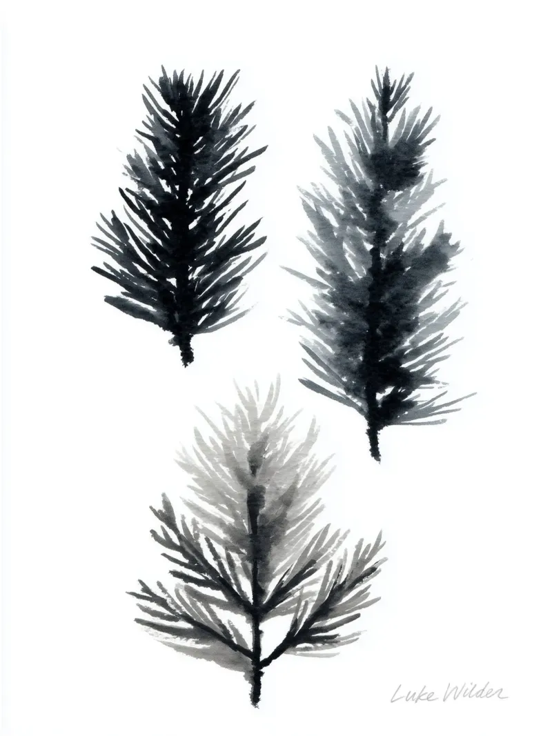 Pini monocromi alluminio dibond da Luke Wilder Studio