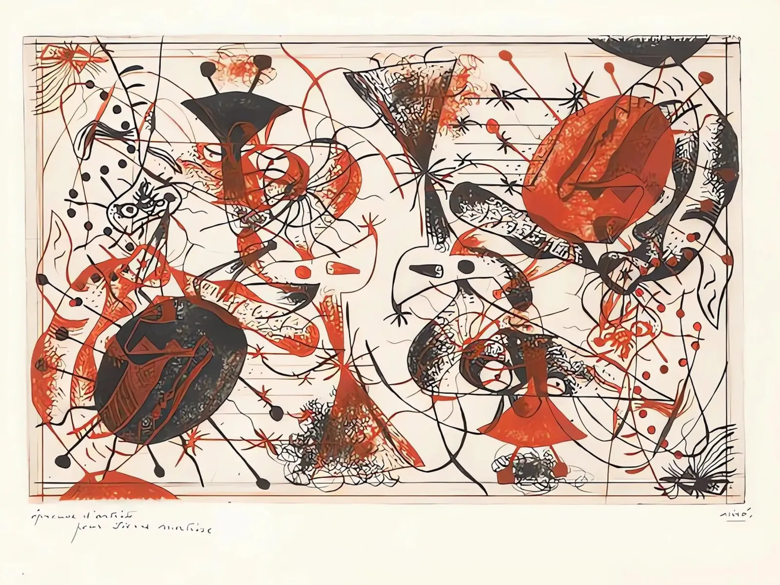 Nero e rosso poster con telaio in alluminio da Narciso