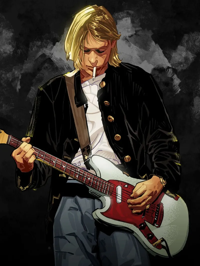 Kurt Cobain art poster con telaio in plastica da nicol shop