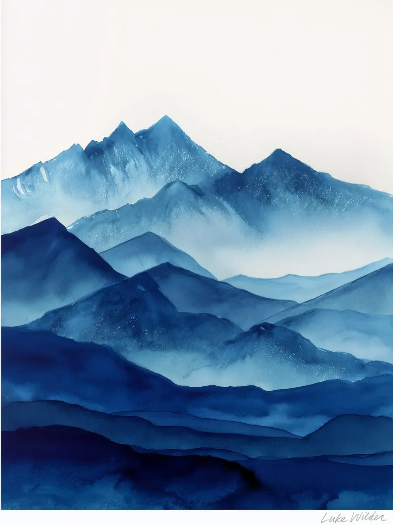 Silence de la crête bleue poster avec cadre en plastique de Luke Wilder Studio