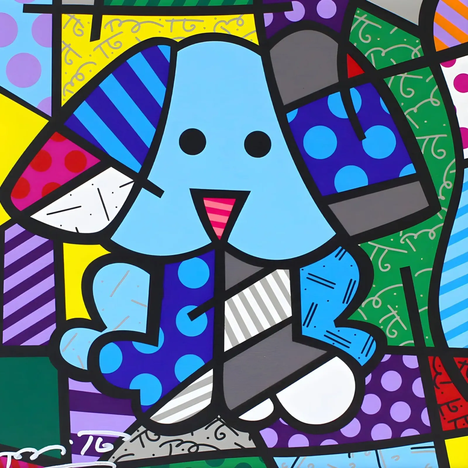 R Britto - Cute Dog poster con telaio in legno da Algoritm