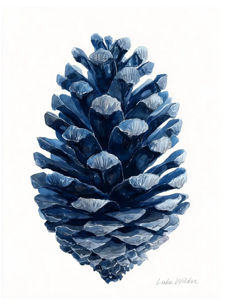 Indigo Pine Cone poster da Luke Wilder Studio