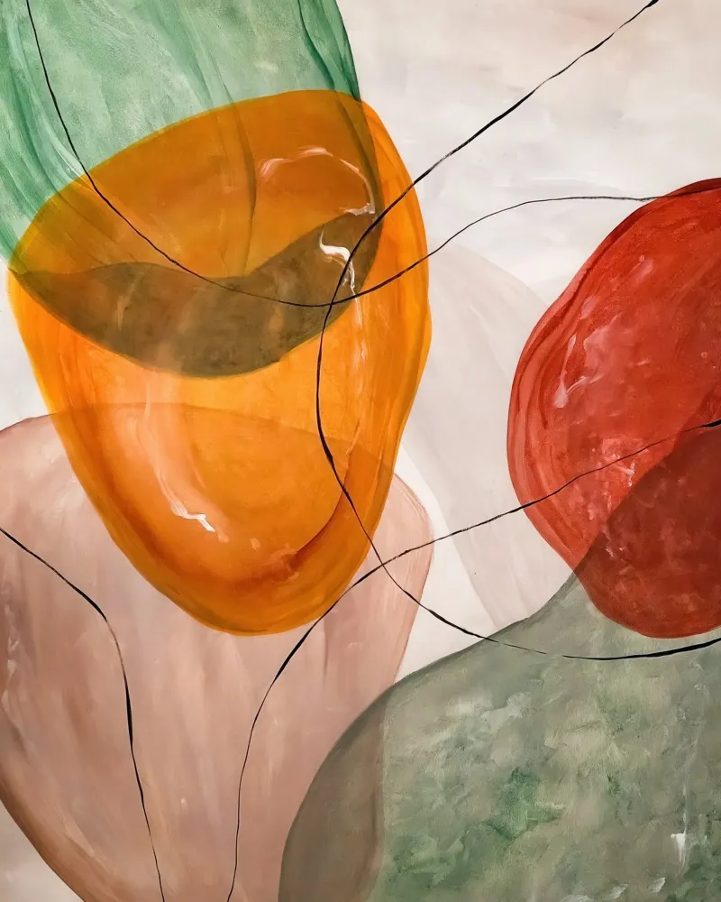 Transluzente Overlays in Orange- und Rottönen Leinwand von Artbyvo
