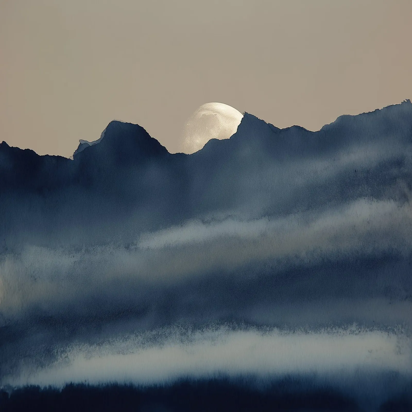 Lever de lune sur les crêtes d'Indigo poster avec cadre en aluminium de Luke Wilder Studio