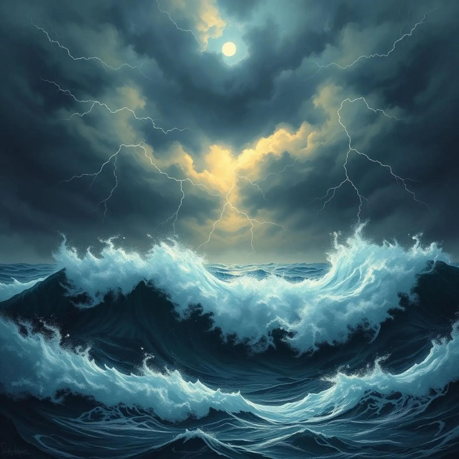 A Tempestuous Ocean Under a Striking Celestial Glow canvas by Artistic-shop