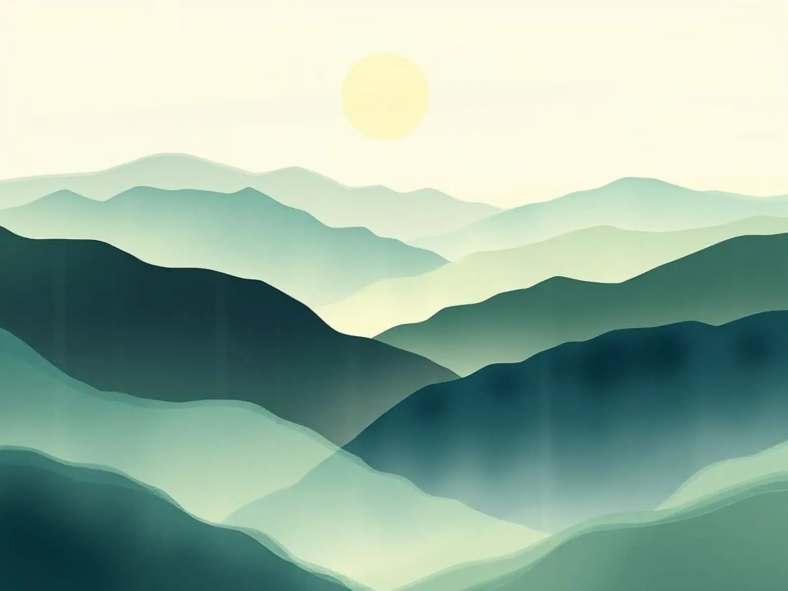 Un paesaggio astratto di cime ondulate e un sole gentile carta hahnemühle da Artistic-shop