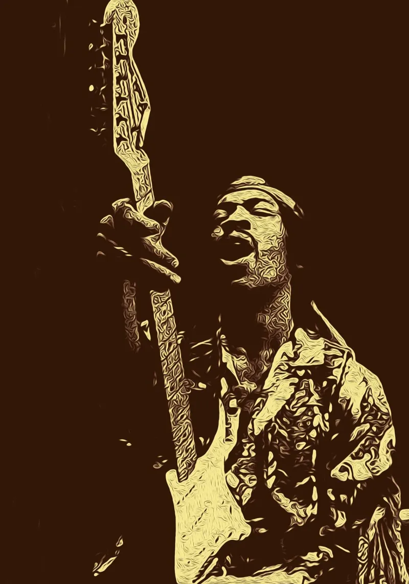 Chitarristi di tutti i tempi Jimi Hendrix pellicola backlit da singpentinksale