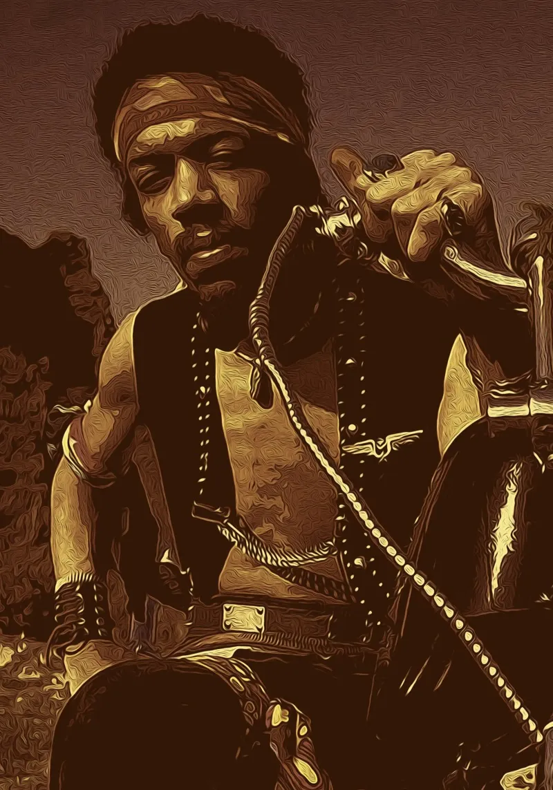 La superstar Jimi Hendrix Cantante americano poster con telaio in alluminio da singpentinksale