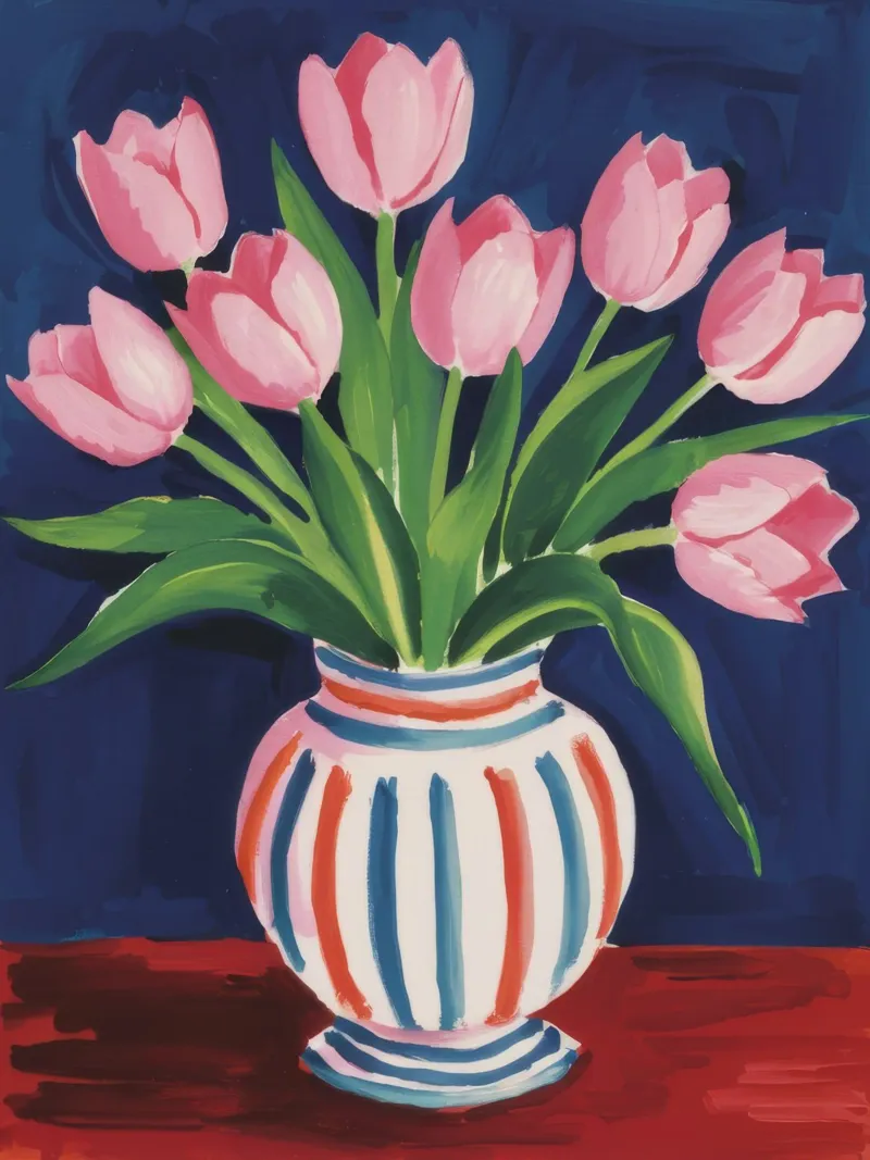 Tulp Gestreepte Vaas canvas van Peak Delusion