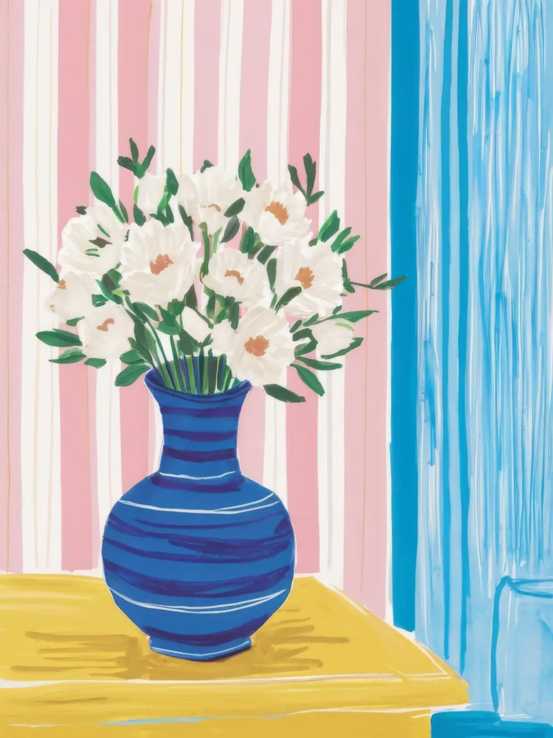 Vase bleu Fleurs blanches plexiglas de Peak Delusion