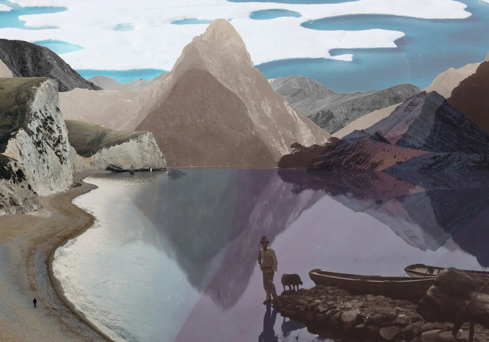 Glacier Sky | Press Play Art Print Collage poster with wooden frame by Press Play Art Prints