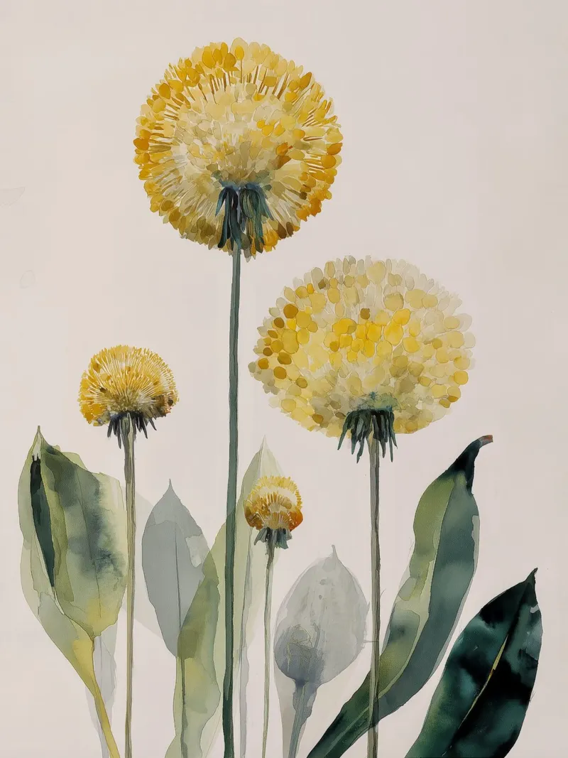 Zachte weide paardenbloemen aluminium-dibond van Sophia Calder Studio