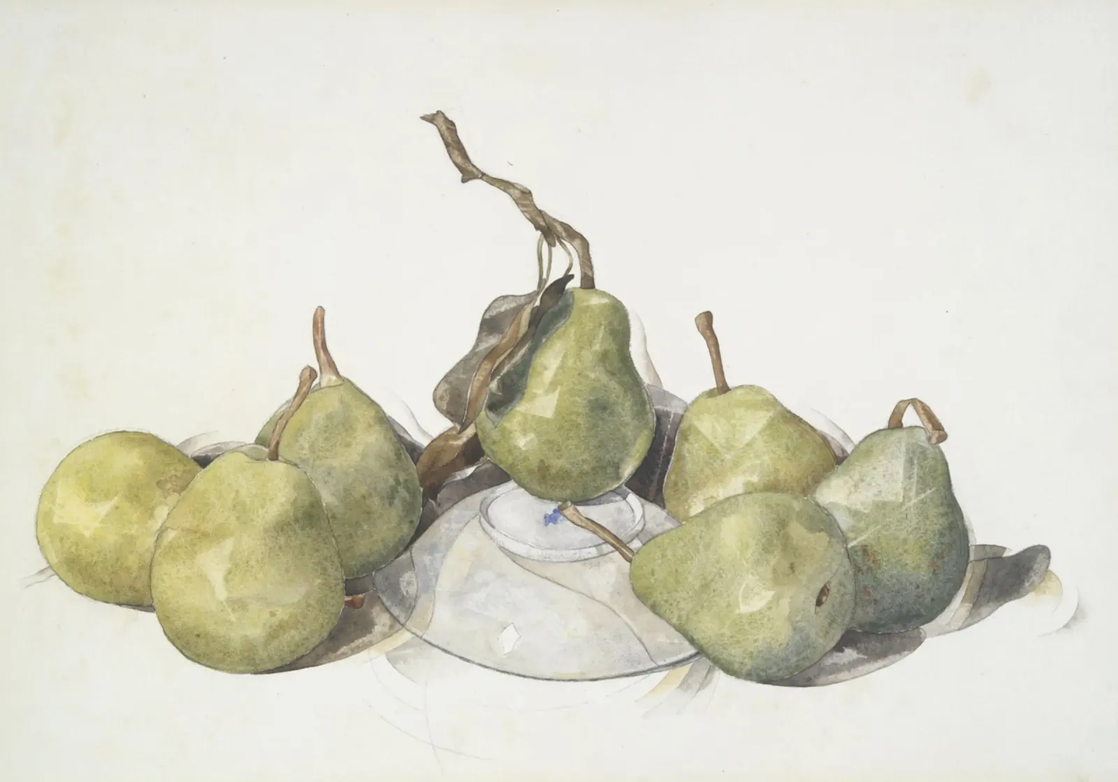 Natura morta di pere acquerellate - Arte della frutta modernista carta hahnemühle da ClubArt