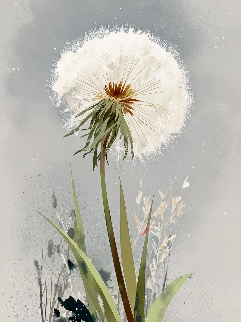 Dandelion Drift canvas with Floater frame by Sophia Calder Studio