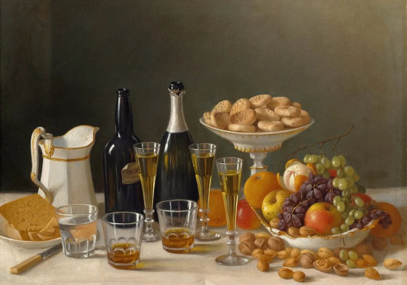 Bodegón de mesa de postres - Arte clásico de la comida y la bebida poster de ClubArt