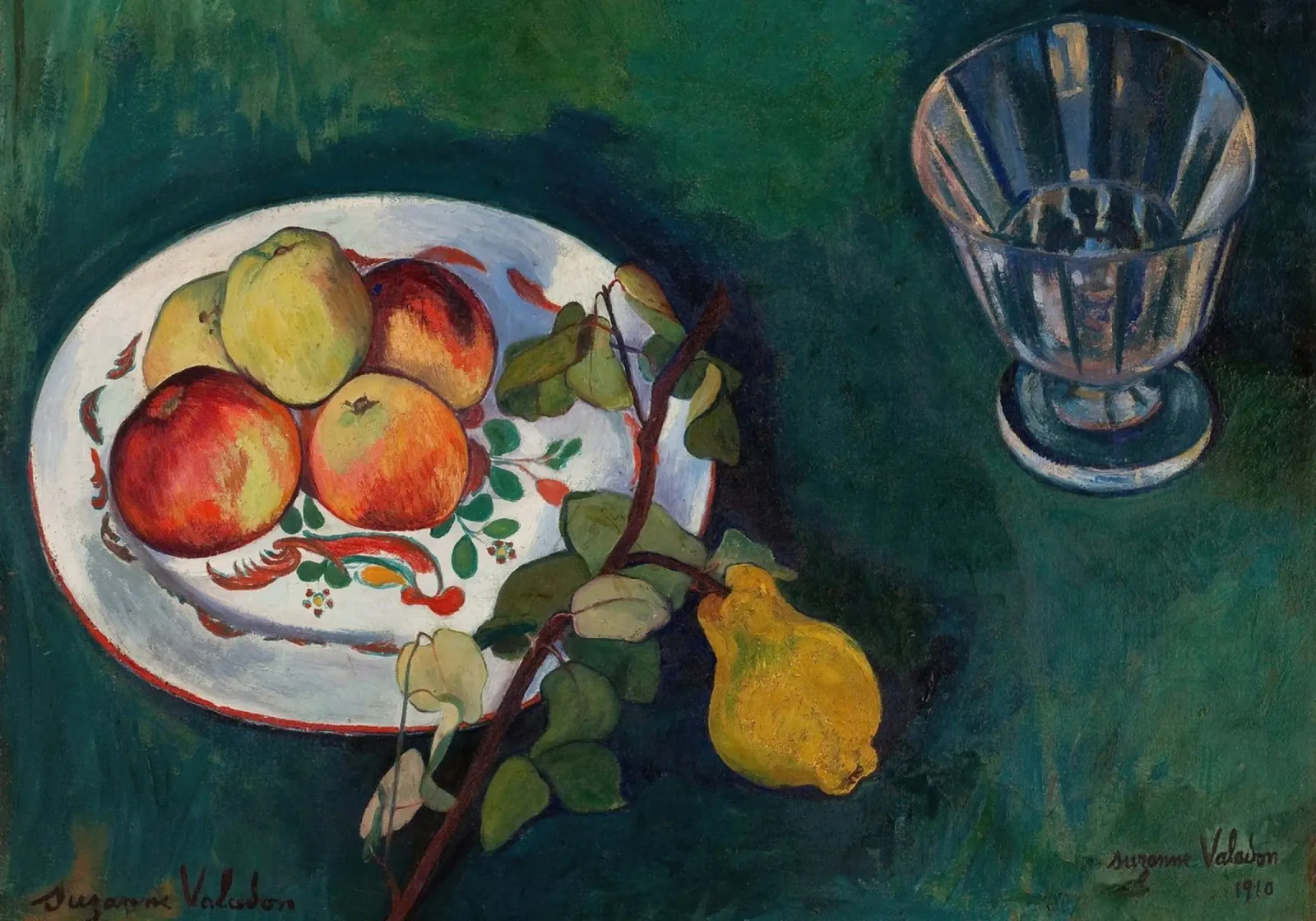 Valadon Stillleben Obst & Glas - Postimpressionistische Kunst Poster mit Kunststoffrahmen von ClubArt