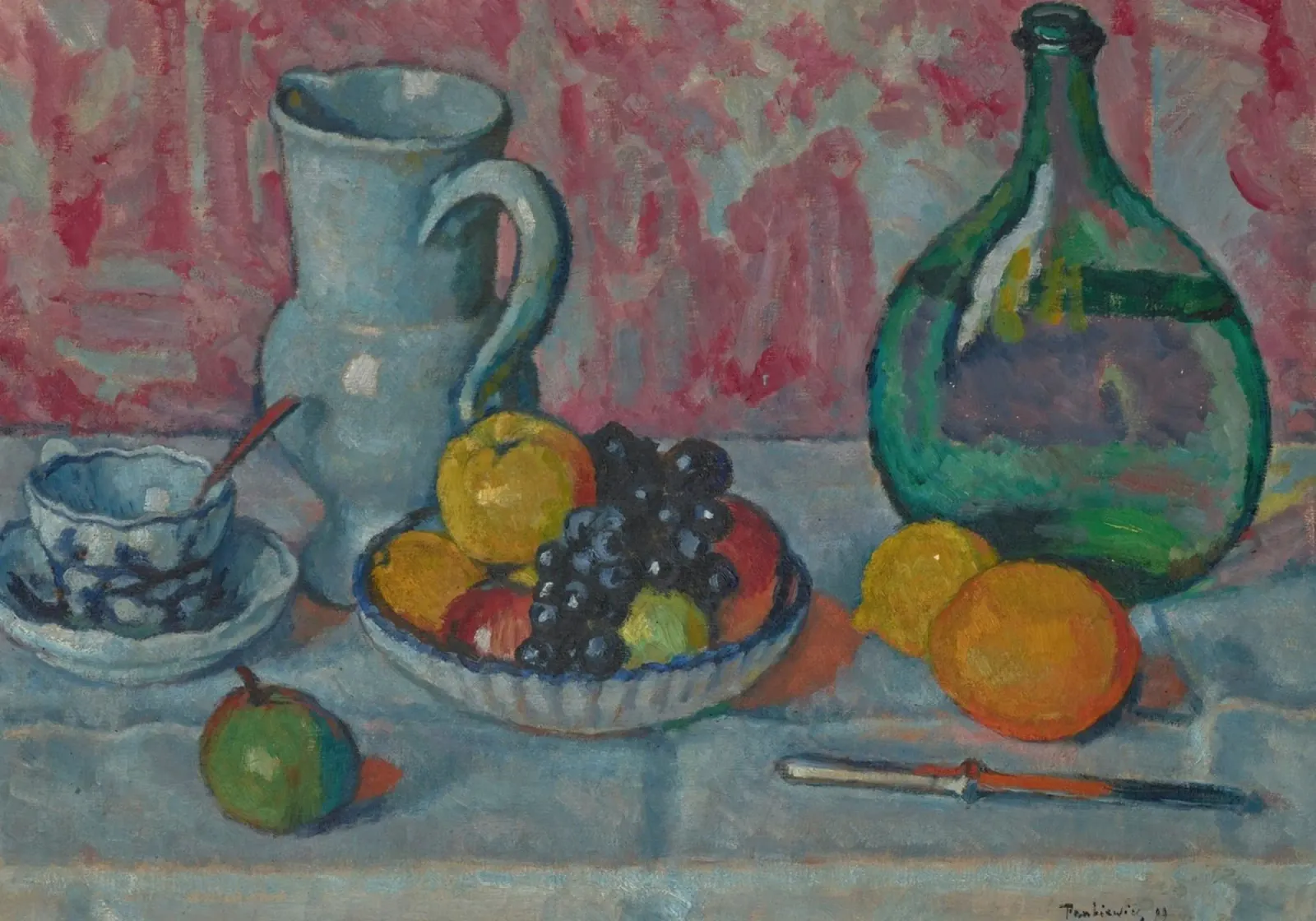 Natura morta con frutta e brocca - Arte testurizzata espressionista pellicola backlit da ClubArt
